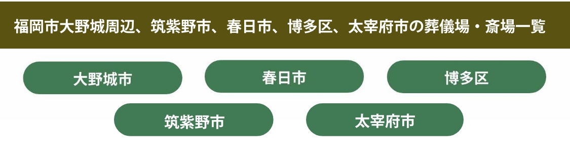 福岡市博多区、春日市、大野城周辺の葬儀場・斎場一覧